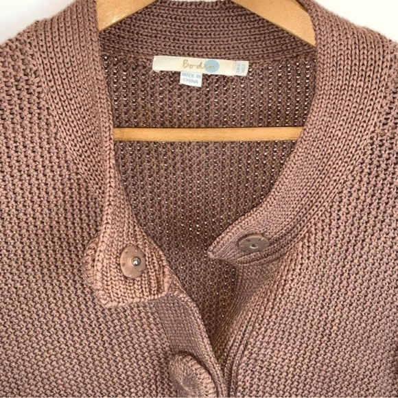Boden sz 2 Chocolate Brown Chunky Knit Cardigan Sweater Jacket Button Snap Front - Picture 4 of 7